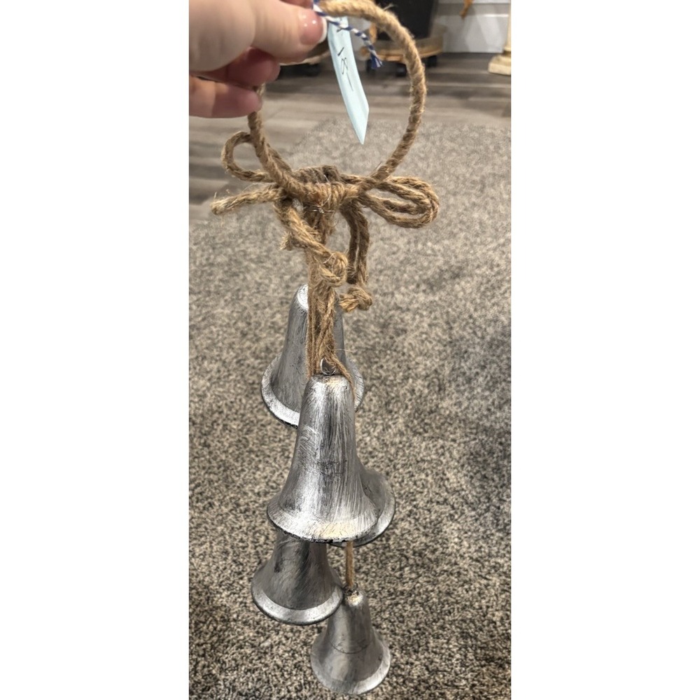 New Farmhouse Rustic Galvanized Bell Home Decor Roughly 21" Long
